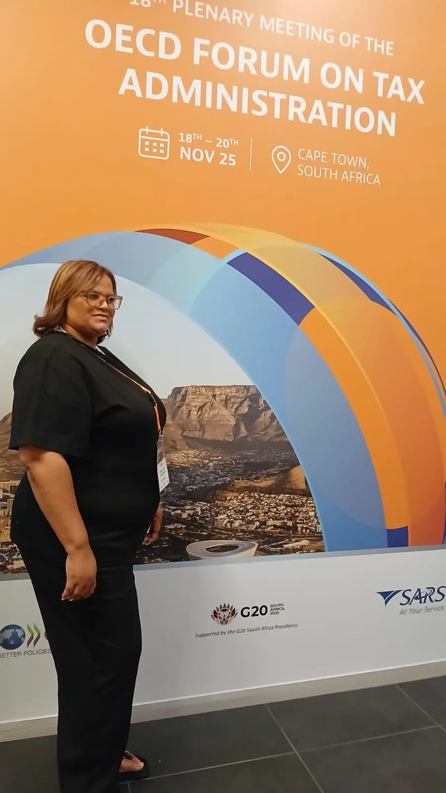 Branded wall for the 18th Plenary Meeting of the OECD Forum on Tax Administration, Cape Town, November 2025