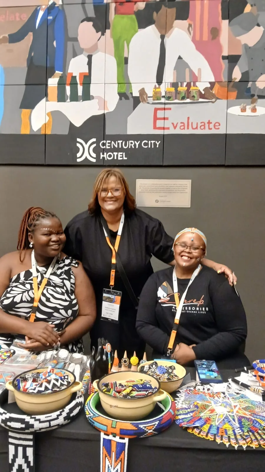 Handcrafted South African beadwork and accessories on display at the Century City venue